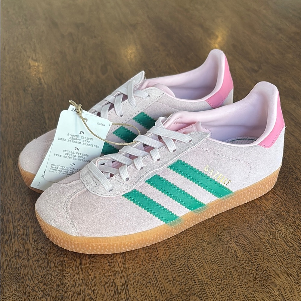 Adidas Gazelle Pink and Green Sneakers